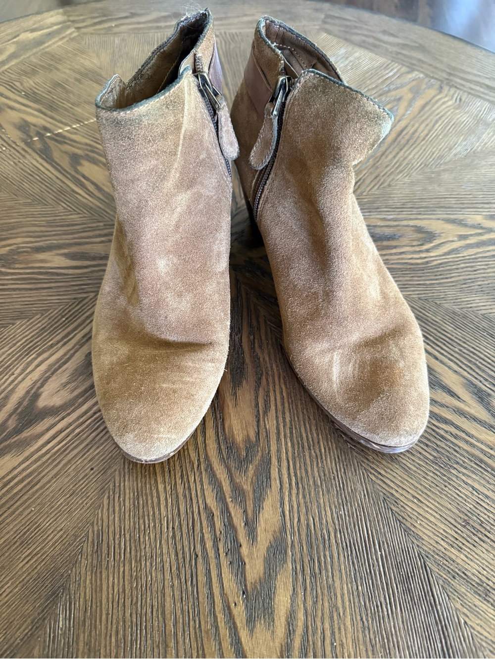Guess Tan Suede Side-Zip Ankle Boots